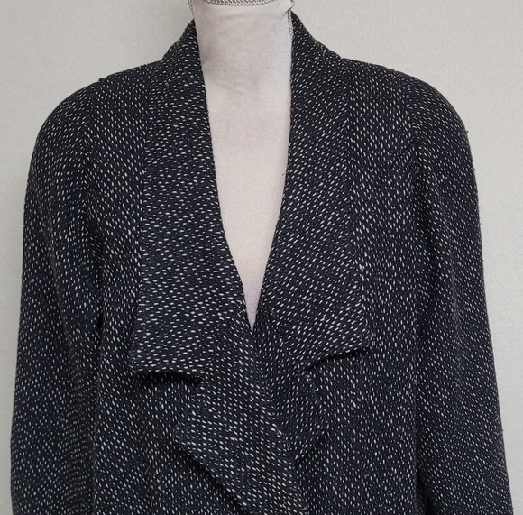 80s Vintage Monette Casuals Black White Speckled Wool Longline Trench Coat 12 - Picture 3 of 14